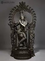 63" Large Tribhanga Murari Bronze Statue with Kirtimukha Prabhavali