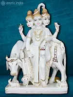 36" Large Three-Headed Divine Dattatreya | Hand Carved Statue