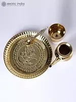 8" Set of Brass Puja Thali | Ritual Puja Items