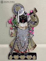 24" Colorful Statue Of Krishna As Shrinathji | Black Marble Idol