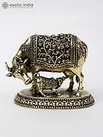 3" Small Cow and Calf Brass Statue | Living Room Decor