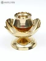 4" Lotus Design Incense Holder in Brass