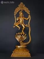 24" Superfine Kaliya Krishna Bronze Statue with Kirtimukha Prabhavali