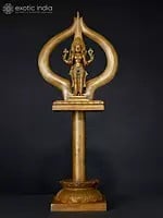 24" Mariamman Soolam: Goddess Mariamman Bronze Statue on Ritual Trident