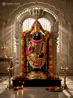 Lord Venkateshvara Black Marble Sculpture | Tirupati Balaji Black Stone Statue