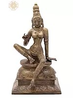 12" Seated Goddess Uma (Parvati) In Brass | Handmade | Made In India