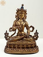 9" Copper Tibetan Buddhist Deity Vajrasattva Statue - Holding of Thunderbolt and Bell