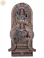 Devi Parvati Blessing Shiva Bhakta Markandeya Wooden Sculpture