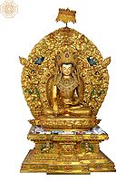 78" Large Crowned Shakyamuni Buddha with Throne from Nepal