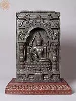 14" Superfine Manjushri Black Stone Statue | Tibetan Buddhist Deity Idol