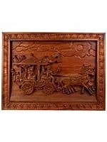 28" Wooden Geeta Updesha Wall Panel