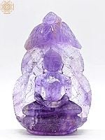 6" Small Lord Buddha Statue Carved in Amethyst Gemstone