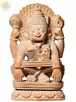 4" Small Pink Stone Lord Vishnu in Narasimha Avatar