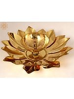 1" Small Oil Lamp With Lotus Leaves | Brass
