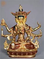 10" Multiple Hands Namgyalma Copper Idol from Nepal | Buddhist Deity Statue