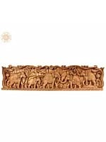 49" Large Wooden Elephants Wall Panel