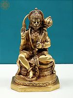 8" Seated Hanuman (Anugraha Murti) In Brass | Handmade | Made In India