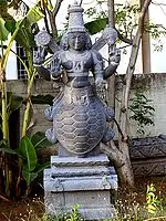 Lord Vishnu's Kurma Avatara: Majestic 80-Inch Granite Sculpture