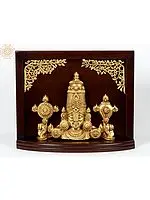 28" Ornamented Venkateswara Balaji | Wall Hanging | Brass and Wood