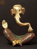 7'' Stylised Ganesha Modern Art Statue | Brass With Inlay Work
