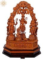 41" Large Superfine Shri Rama Darbar with Prabhavali | Teakwood Statue