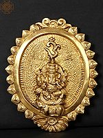 8" Brass Lord Ganesha Wall Hanging Plate