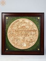 42" Large Shri Krishna's Life Story | Wood and Resin Wall Hanging Frame