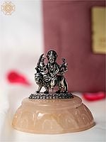 2" Small .999 Silver Eight Armed Goddess Durga on Yellow Quartz Gemstone Base | With Gift Box