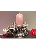 5" Small Rose Quartz Shivalinga Statue