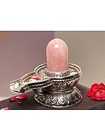 5" Small Rose Quartz Shivalinga Statue