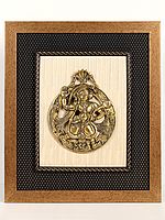 18" Lord Hanuman under Serpent in Brass | Wooden Wall Hanging Frame
