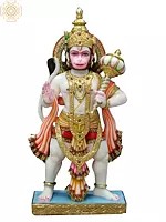 Standing Hanuman In White Marble (Multiple Sizes)