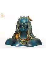 12" Brass Adiyogi Shiva Bust