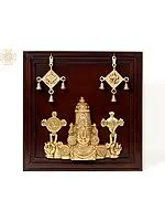 23" Tirupati Balaji (Venkateshvara) Bust in Brass | Wooden Wall Hanging Frame