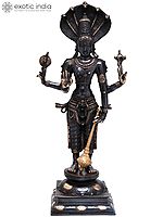 32" Large Size Chaturbhuja Vishnu in Brass | Handmade | Made In India