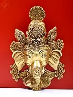 8" Lord Ganesha Wall Hanging Mask in Brass | Handmade