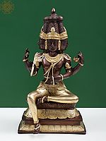 16" Lord Brahma Brass Sculpture | Handmade