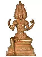 16" Lord Brahma Brass Sculpture | Handmade