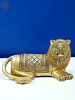 4" Small Brass Sitting Lion
