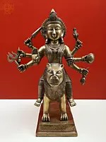 25" Brass Goddess Durga Sculpture – Handcrafted Divine Power & Strength for Sacred Decor