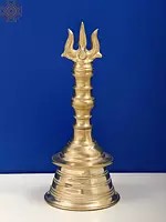 7" Brass Trishul (Trident) Ritual Handheld Bell