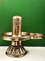 20" Large Shiva-lingam, A Picture of Shiva-Parvati's Oneness in Brass | Handmade