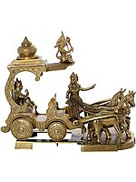 16" Gita Upadesha Brass Sculpture | Handmade | Made in India