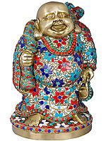 10" Laughing Buddha - Tibetan Buddhist In Brass | Handmade | Made In India