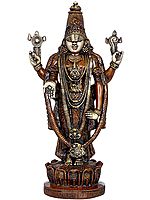 15" Lord Venkateshvara Brass Sculpture | Tirupati Balaji Statue | Handmade Idols