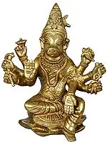 6" Eight Armed Goddess Varahi In Brass | Handmade | Made In India