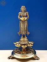 Deepalakshmi on Seven Diyas Base In Brass
