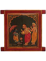 Jharokha (Window) Painted with King Bali Pledging Himself to Vamana Avatar of Vishnu