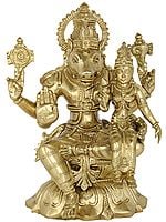 9" Bhagawan Varaha with Bhudevi (Hoysala Art) | Handmade |