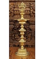 29" Superfine Lakshmi Wick Lamp In Brass | Handmade | Made In India